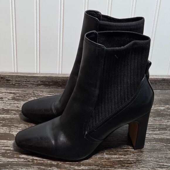 Vince Camuto Women's Black Leather Slip On High Heel Ankle Boots Size 9.5 - Picture 5 of 7